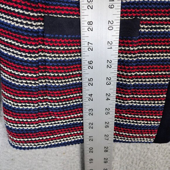 Talbots Blazer Womens Large Navy Red Striped Woven Tweed Stretch Business Casual - Picture 10 of 14